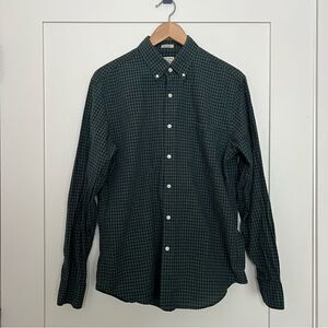 J Crew Shirt Mens Medium Green Blue Button Down Checkered Classic Cotton Preppy